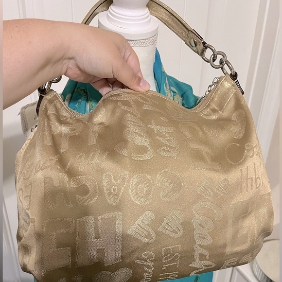 COACH POPPY STORYPATCH POP SWING BAG/ SHOULDER BAG GOLD #15304 - Picture 8 of 16